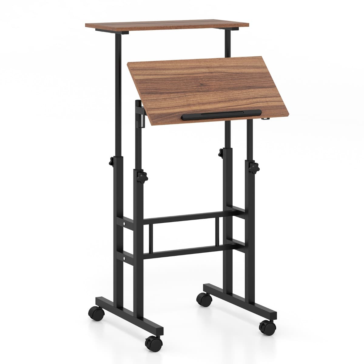 Bureau Assis-Debout à Roulettes Table Informatique pour Ordinateur Hauteur Réglable Poste de Travail