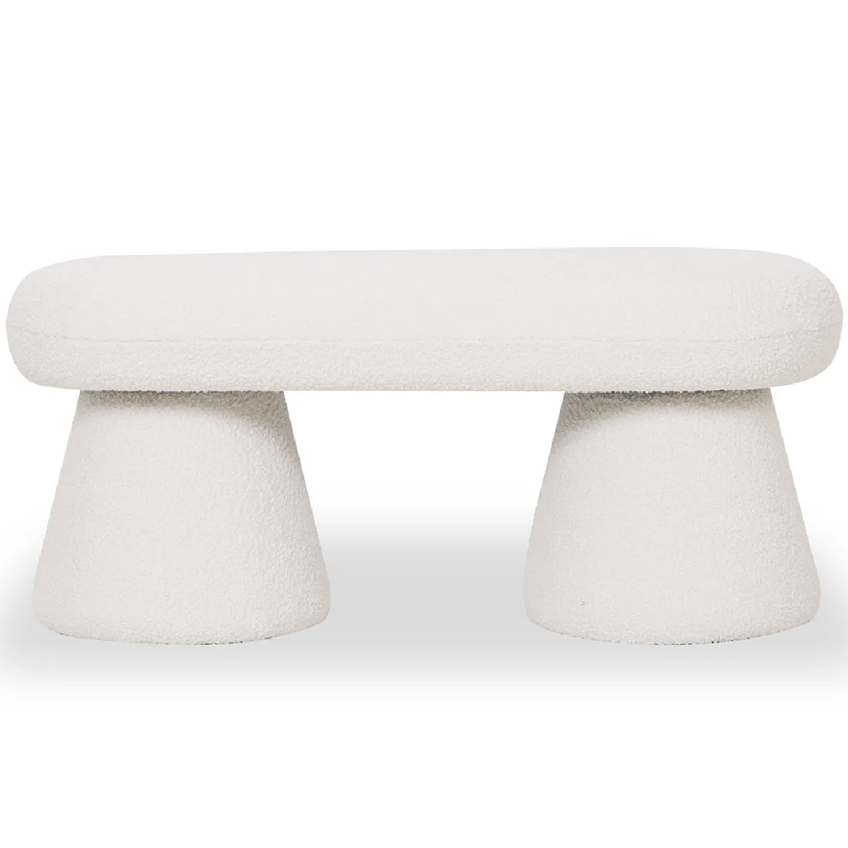 Banc Style Moderne Rembourré En Tissu Bouclé - Kurt Blanc